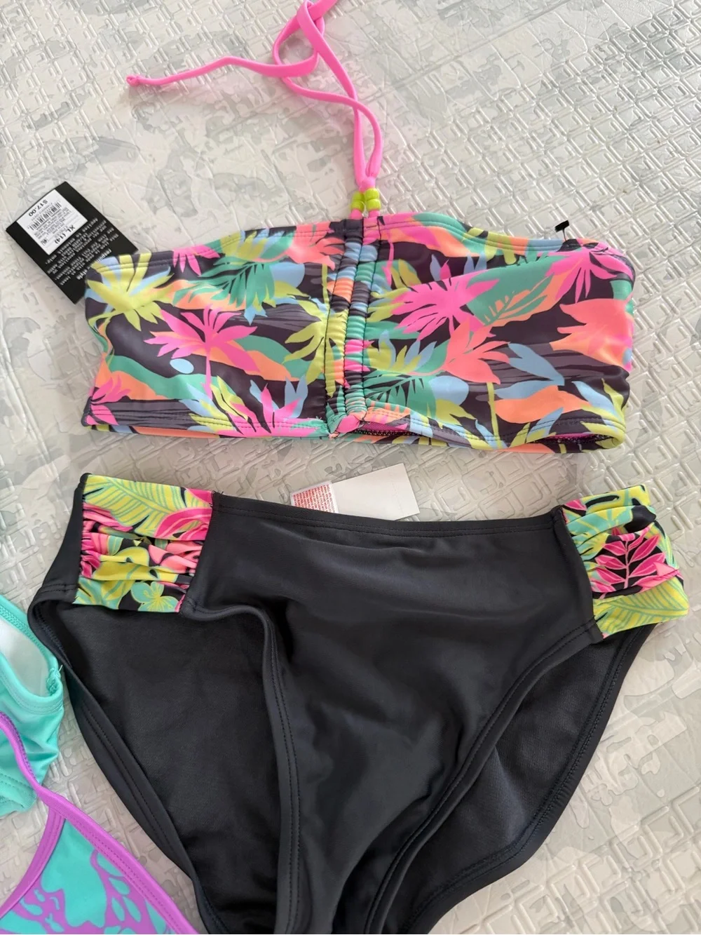 Target art class  Cat & Jack Girls Bundle bikinis Swim Sets Teal, Black, Pink,